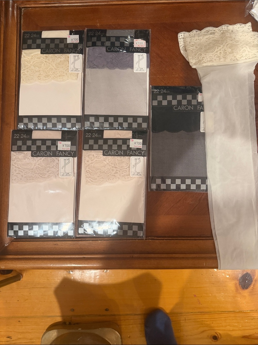 Caron Fancy Lace-Top Hosiery - lot of 5